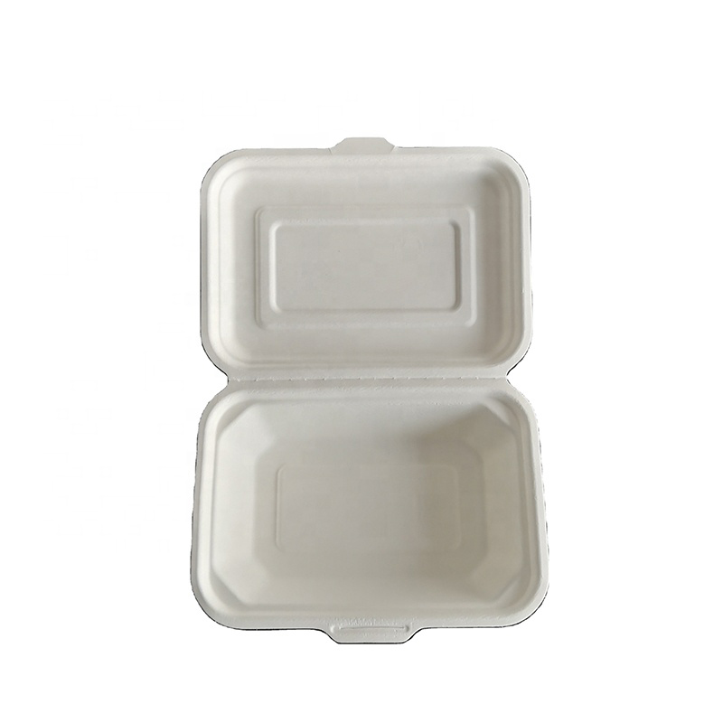 PLA 3 Compartment Biodegradable White Food Clamshell Box