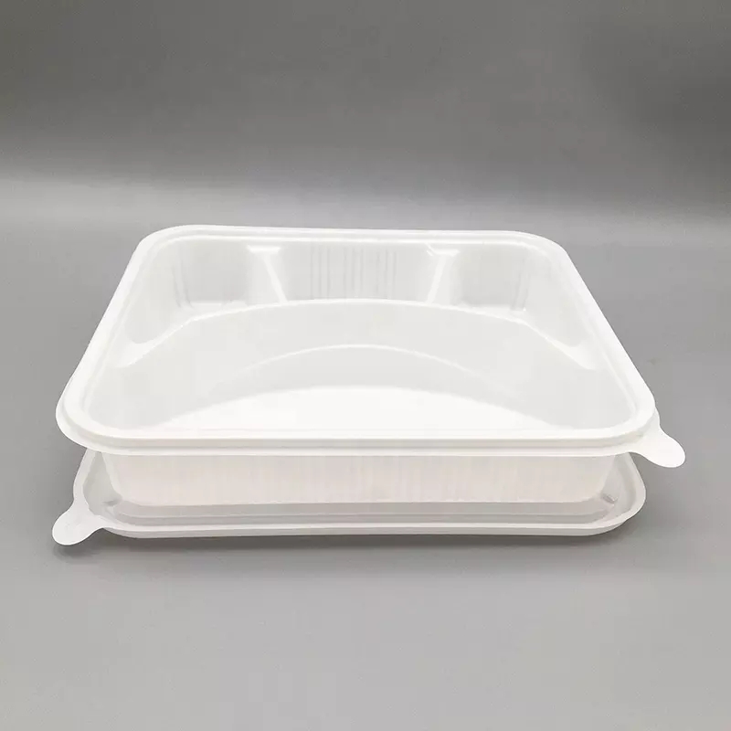 Fully Biodegradable White 4 Compartment Microwave Safe Freezer Safe Leak-proof Takeout PLA Disposable Lunch Box