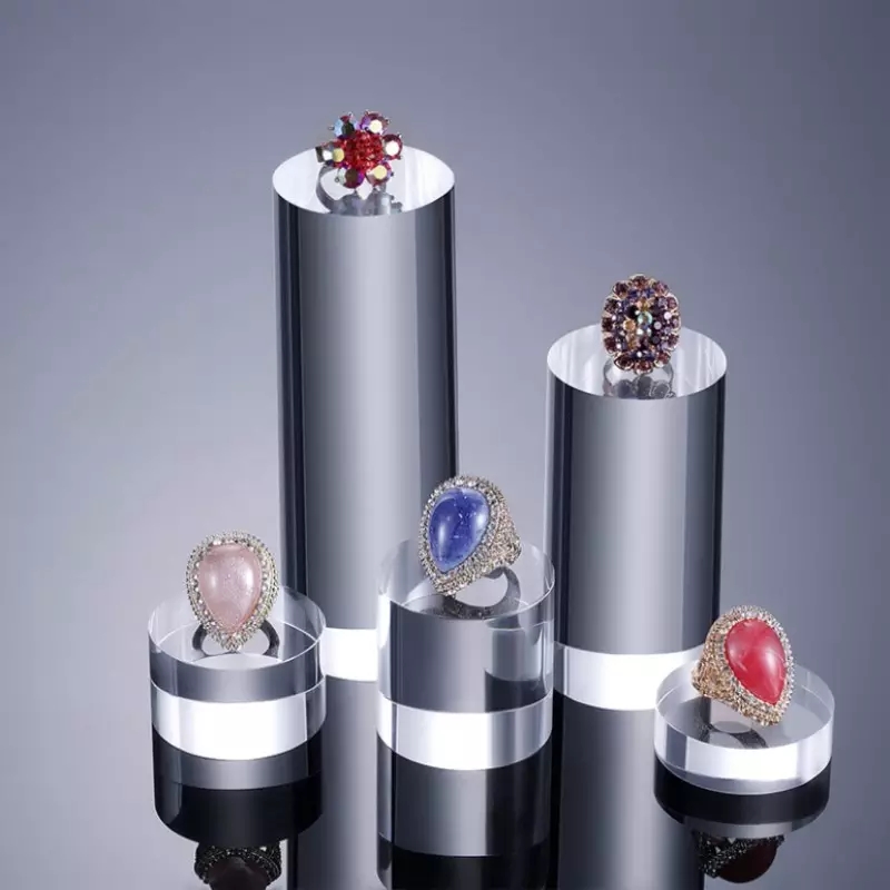 Custom clear acrylic rod round bar jewelry display base