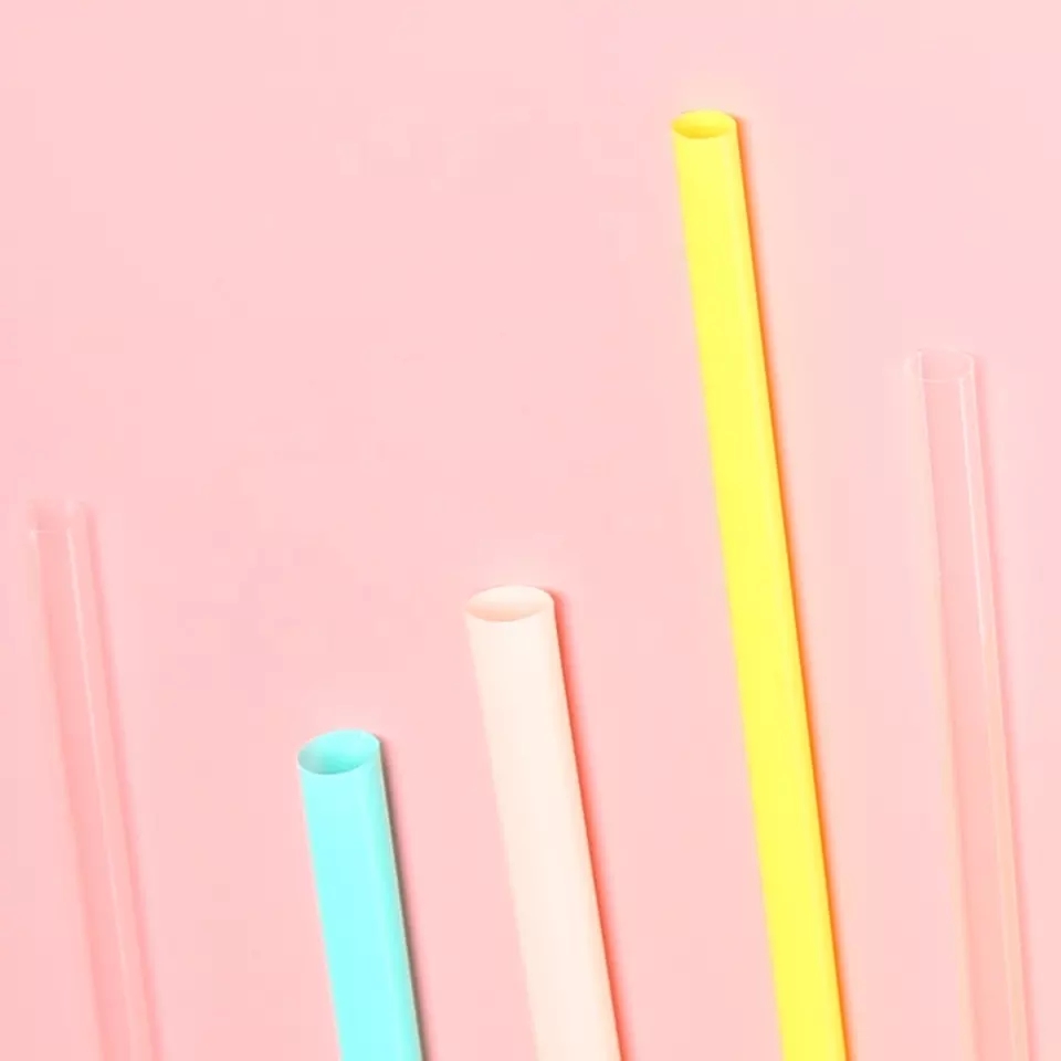 Customize 6 8 10 12mm Colored Disposable Compostable Straight Biodegradable PLA Drinking Plastic Straws with Paper Wrap